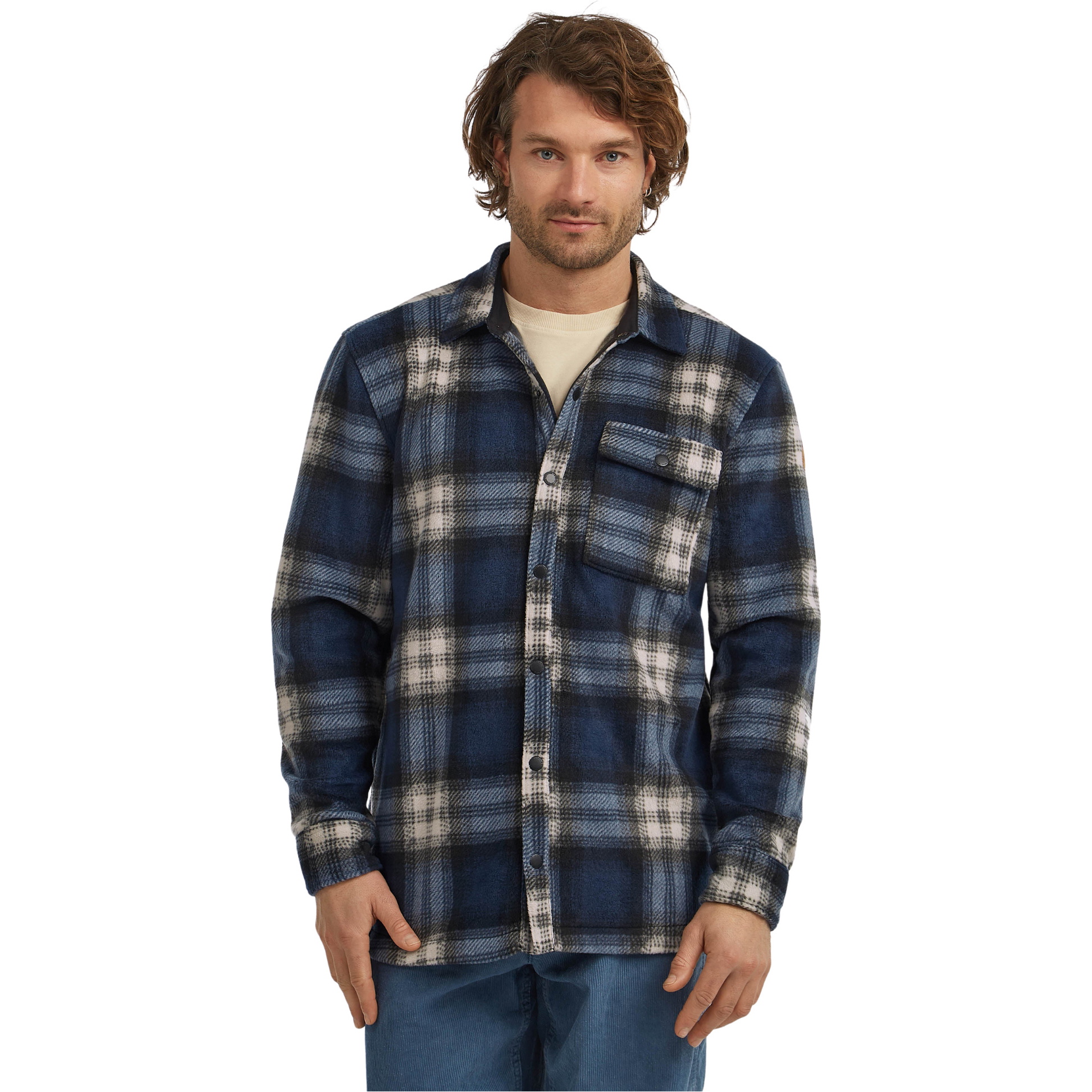 2025 O'Neill Mens O'Riginals Superfleece Shirt 2350137 - Mozart Blue Check
